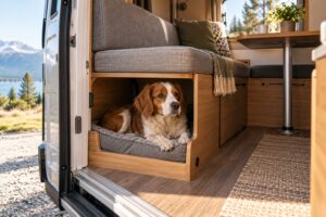 Read more about the article Campervan Dog Bed Ideas: A Resting Place That Keeps the Aisle Open