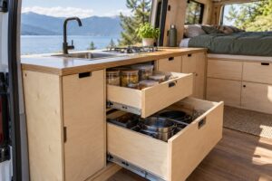 Read more about the article Campervan Kitchen Storage Ideas: Give Pans and Groceries a Place